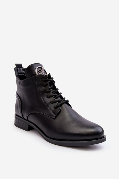 Half-boot-uri pentru femei din piele cu decor negru attiame