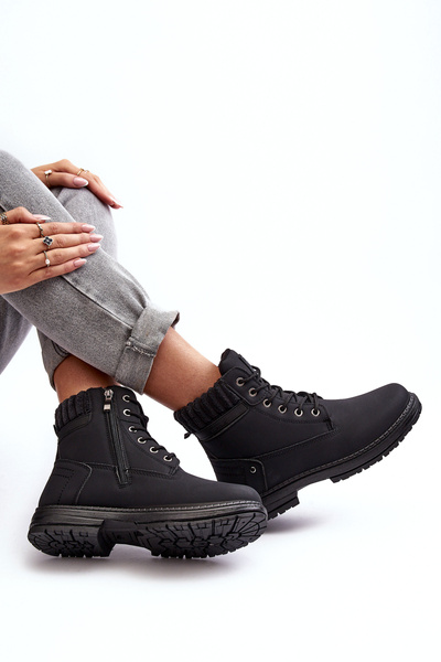 Bottines Trappeuses Femme Cuir Doublées Noir Katalis