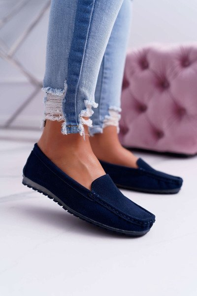 Damen Wildleder Mokassins Marineblau Tenzion
