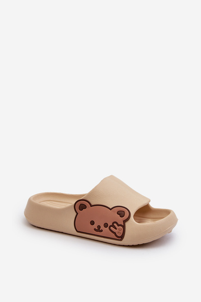 Light Foam Slippers With Bear Beige Relief