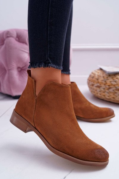 Women's Flat Heel Spring Stiefel Leder Braun Madness