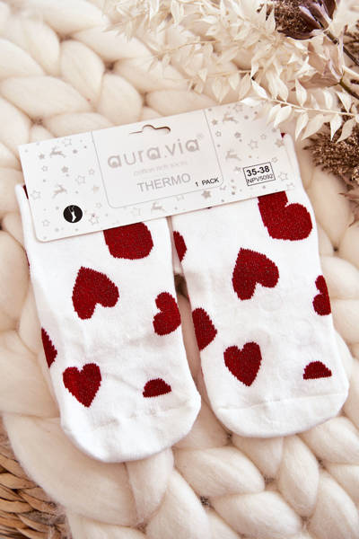 Chaussettes Antidérapantes Pour Femmes En Coeurs Blancs