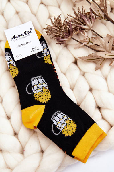 Men's Funny Socks Unmatched Beer And Pretzels Black
