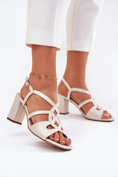 Damen Sandalen Mit Absatz Sergio Leone SK884 Perlmutt