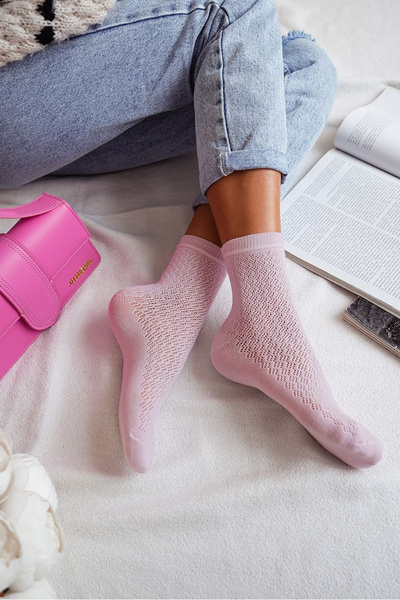 Chaussettes Femmes Ajourées Roses