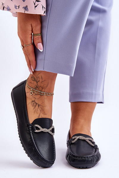 Damen-Slipper zum Hineinschlüpfen mit glänzender Dekoration in Schwarz This Moment