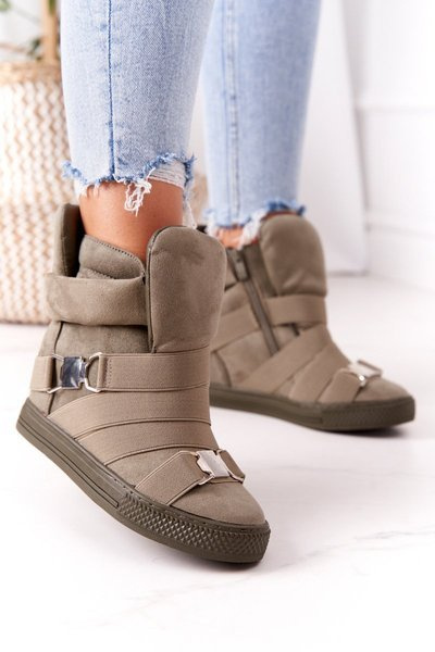 Adidași cu pană din piele de căprioară Lu Boo Olive