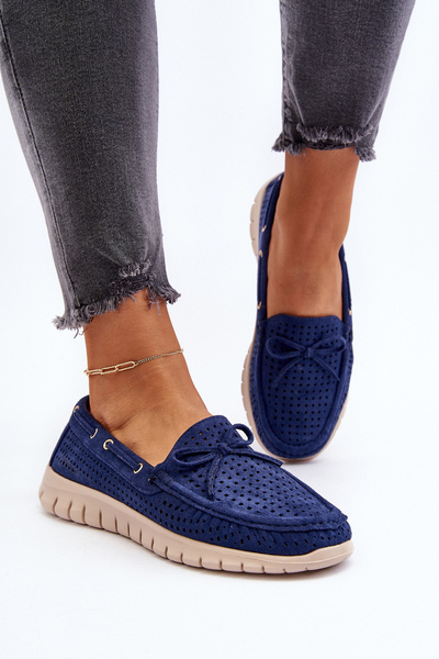 Mocassins Femme avec Noeud Bleu Marine Reece