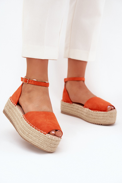 Moteriški espadrilės ant platformos su pintine oranžinės Selise