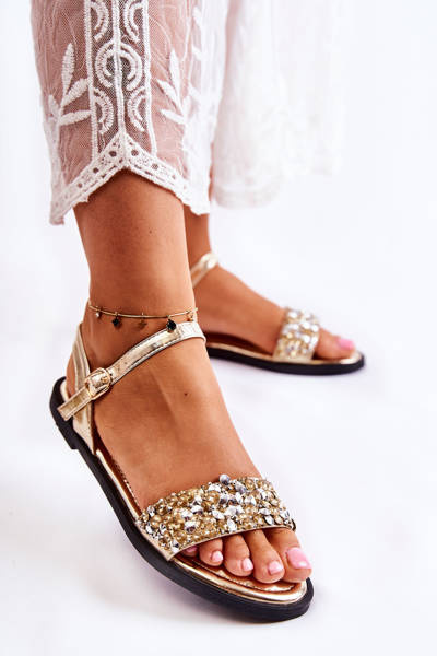 Sandales Classiques Pour Femmes Avec Ornements Or Florella