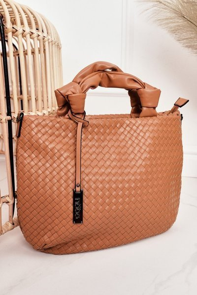 Geflochtene Damen Shopper Handtasche NOBO NBAG-K1320 Braun
