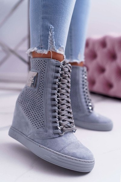 Női Lu Boo áttört velúr tornacipő, kék kagyló