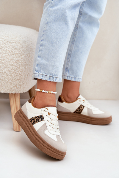 Női Platformos Sneakers Leopárd Bézs Lincidi