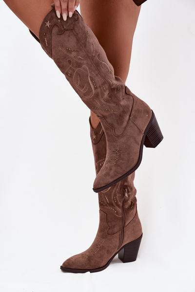 Női cowboy csizma sarok Eko nubuk khaki Coretta