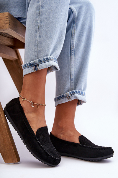 Mocassins Femme En Daim Noir Molly