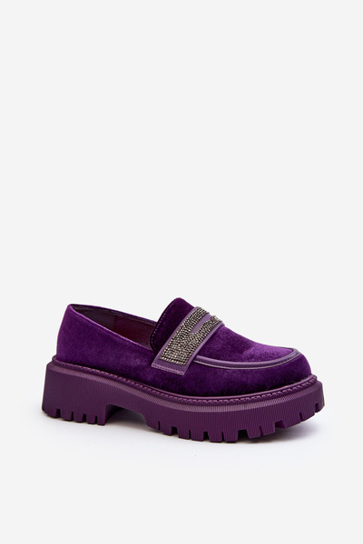 Mocassins Femme En Velours Avec Décoration Violet Wendreda