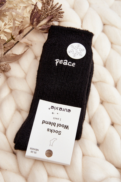 Damen warme Socken mit schwarzer Beschriftung