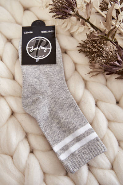 Jugend-Sportsocken aus Baumwolle mit Streifen graue