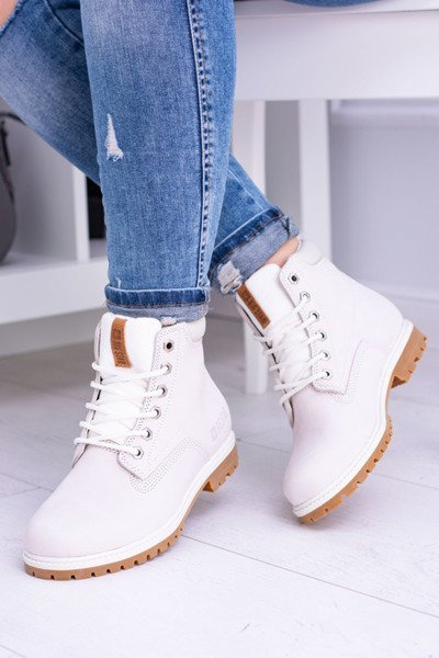 Big Star Boots Trappers de lemn alb pentru femei Timon