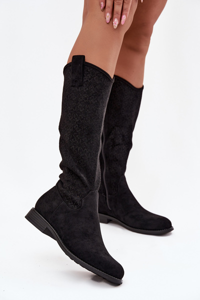 Bottes Femmes En Réseau À Talon Plat S Bar ski HY52 534 Noires