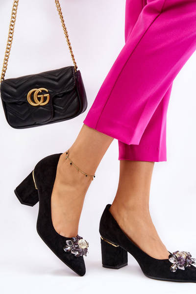 Elegante Wildlederpumps mit Verzierung schwarzer Elianne