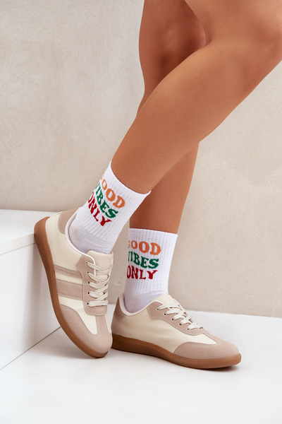 Baskets Basses Pour Femmes En Cuir Écologique Beige Nonalorin