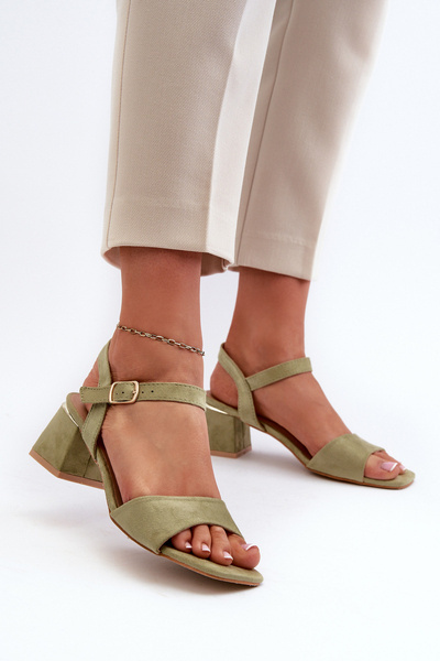 Női szandál tömbsarkú zöld Eco Suede Leisha színben