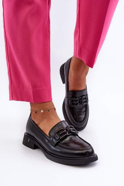 Mocassins Femme Élégants En Cuir Noir Triana