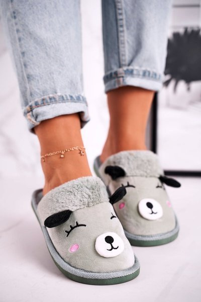 Women's Velor Slippers With Llama Green Ruddy