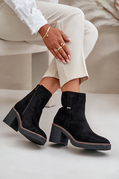 Bottes À Talons Femme Isolées Eco Daim Noir Arkesia