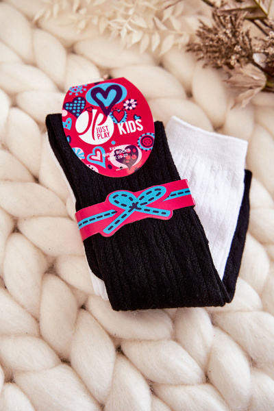 Lot de 2 paires de chaussettes montantes pour jeunes Noir et blanc