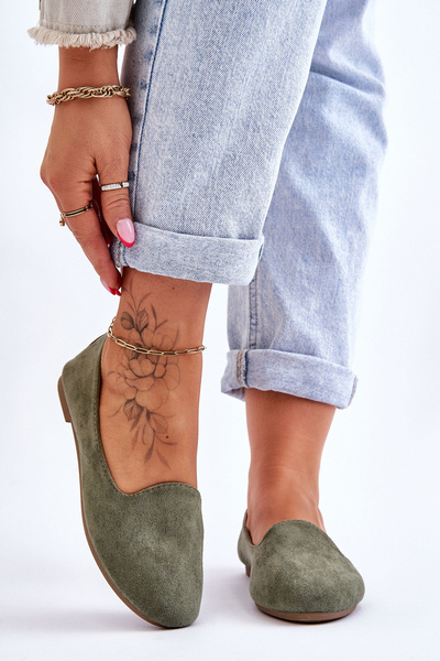 Ballerines Nash classiques en daim vert
