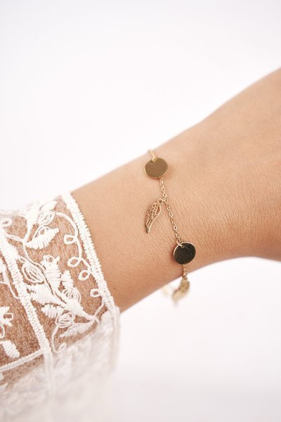 Women's Celebrity Armband Gold 7 Anhänger Wings Aurora