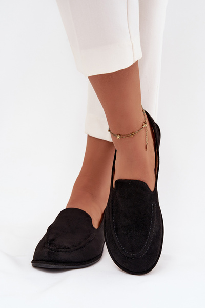Mocassins femme en éco suède plats noirs Miryelle