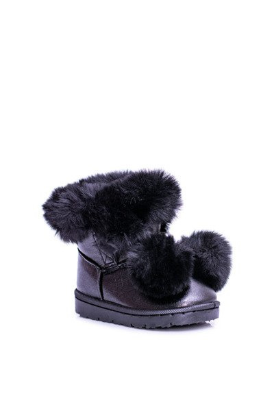 Fekete Melegített Gyermek Ifjúsági Snow Boots Roofy