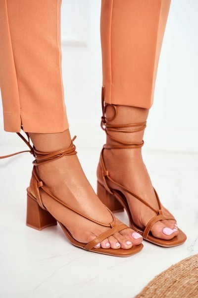 Women's Stiletto Sandals Tied Camel Morning