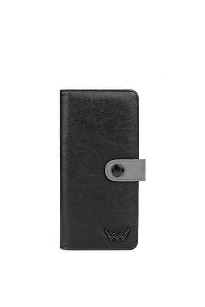 Portefeuille zippé en cuir pour femme noir et gris Florence