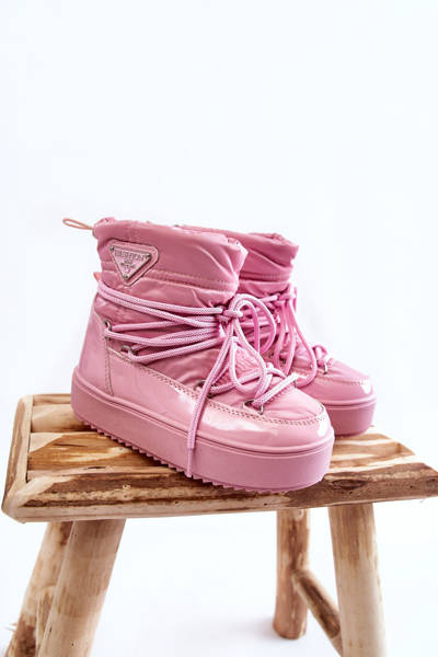 Meleg fűzős hócsizma Pink Colina