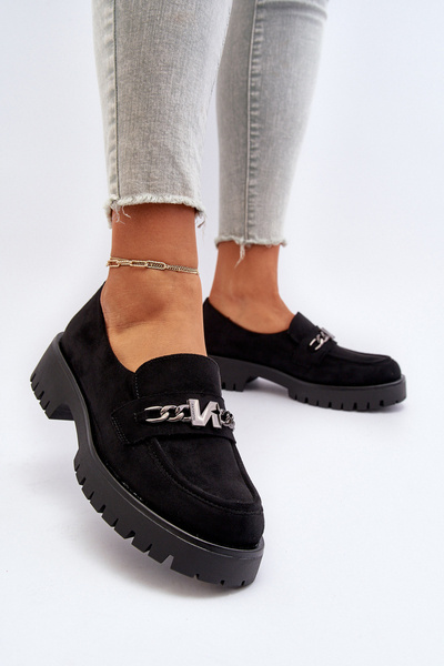 Mocassins Femme en Daim Noir avec Décoration Loraleima