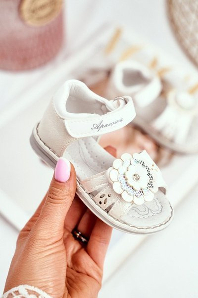Kindersandalen mit Klettverschluss Floral Weiß Mino