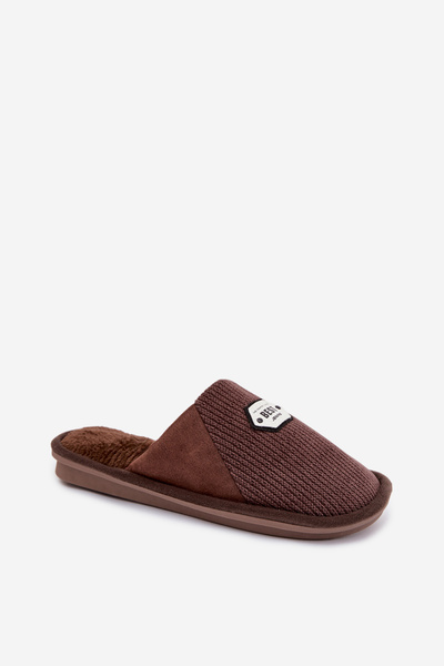 Männerslipper Mit Aufnäher Braun Presine