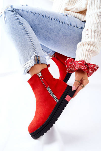 Platform Velúr fűzős bakancsok Red Nessa