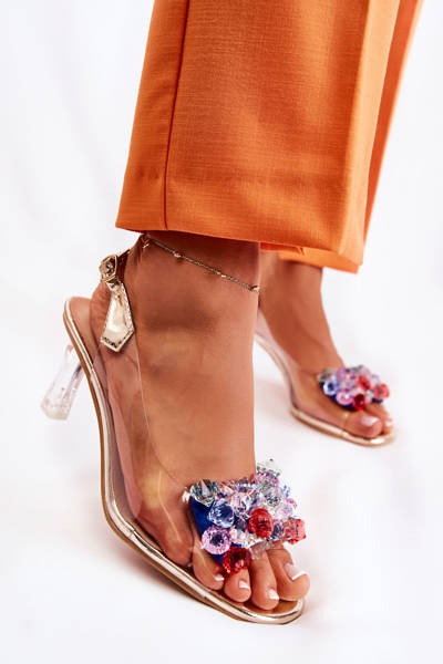 Sandale elegante cu cristale Lanette de aur