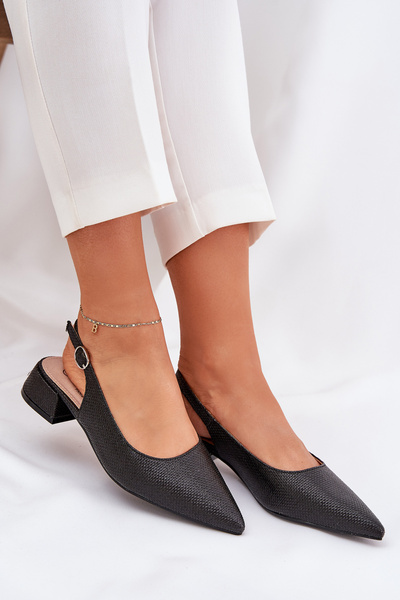 Sandale Woven Pentru Femei Pe Toc Delicat Negre Jorela