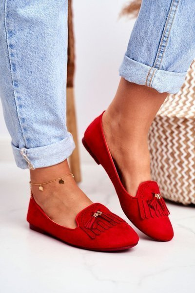 Mocassins Femme Rouge Lords Fringe Bleu Thérèse