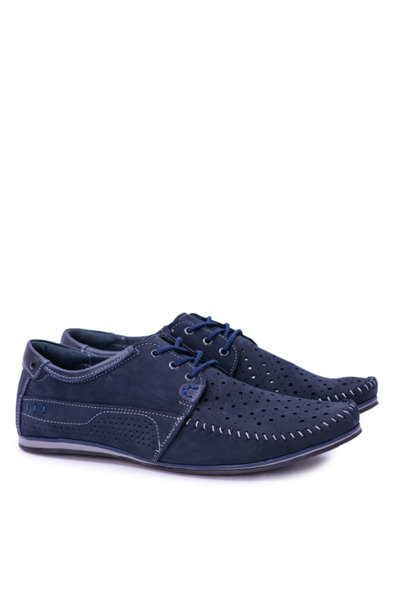 Mocassins En Cuir Tricoté Demi-Bottes Bleu Marine Mortego