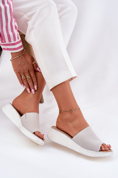 Sandales Wedge En Suède Femme Panto Fino RR267044 Grises