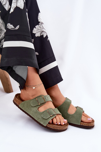 Damen Wildleder Sandalen Mit Schnallen Big Star RR274A393 Grün