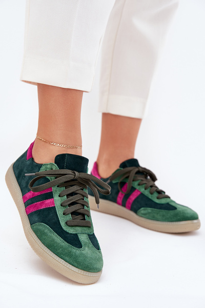 Zazoo N1068 Suede Žemos Batai Moterims Tamsiai Žali
