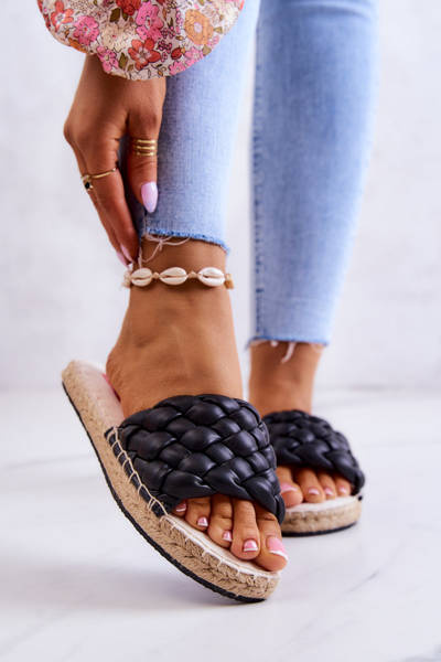 Leather Braided Slippers Big Star JJ274919 Black